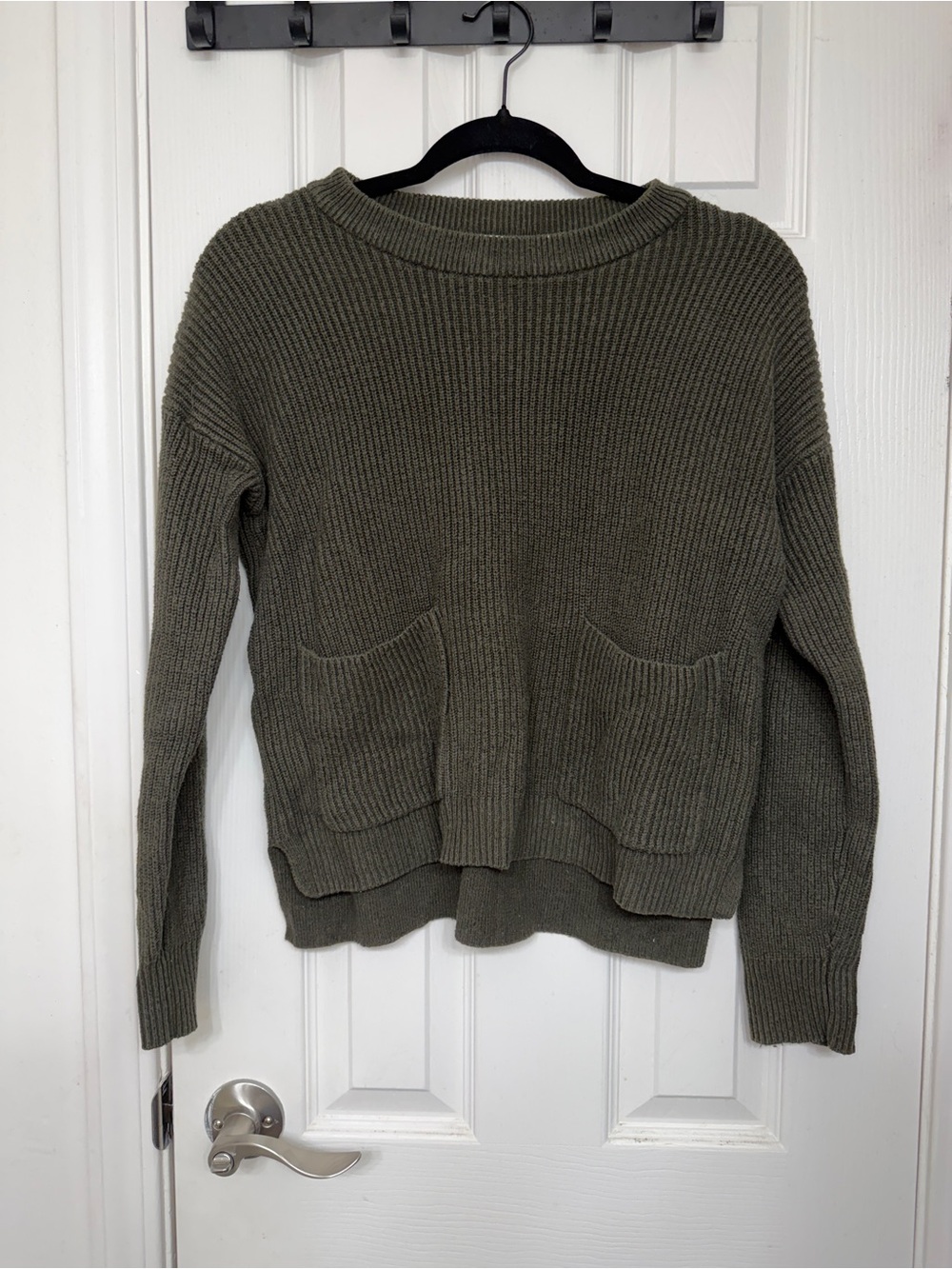 Madewell Olive Ribbed Pocket Sweater - Women